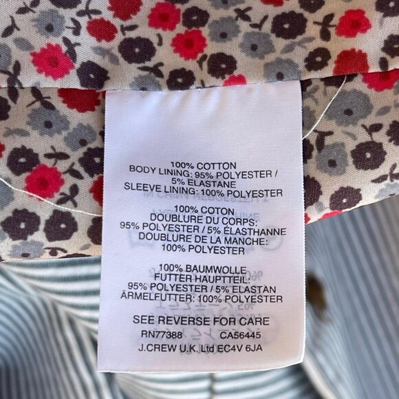 J. Crew Jacket Women's Sz 6t Seersucker Gray and White Striped One-Button Suit - Picture 9 of 9